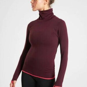 Athleta Flurry Downslope Turtleneck Sweatshirt Womens Antique Burgundy Size M